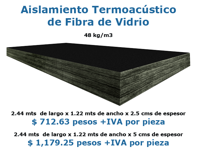Aislamiento Termoacústico de Fibra de Vidrio 48 kg/m3